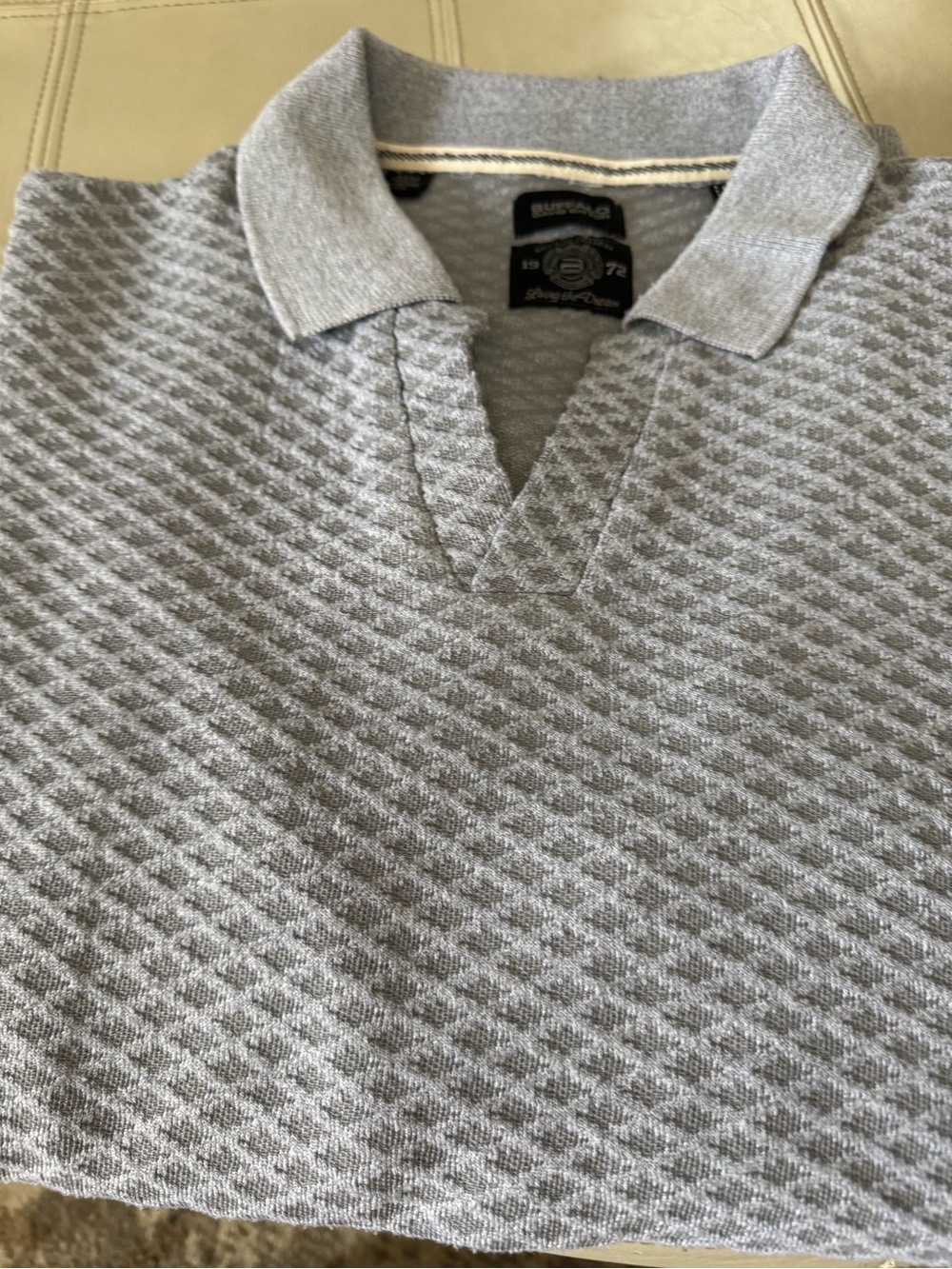 Men's Buffalo - David Bitton Gray Textured knit polo sweater